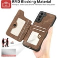 thumbnail image 3 of Phone Case for Samsung Galaxy S21 5G 6.2 inch Wallet Cover with Tempered Glass Screen Protector and Wrist Strap Lanyard RFID Credit Card Holder Ring Stand Cell Accessories S 21 21S G5 Women Men Brown, 3 of 13