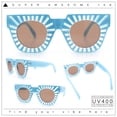 thumbnail image 2 of Womens Art Nouveau Deco Thick Plastic Horn Rectangle Sunglasses Blue - Brown, 2 of 8