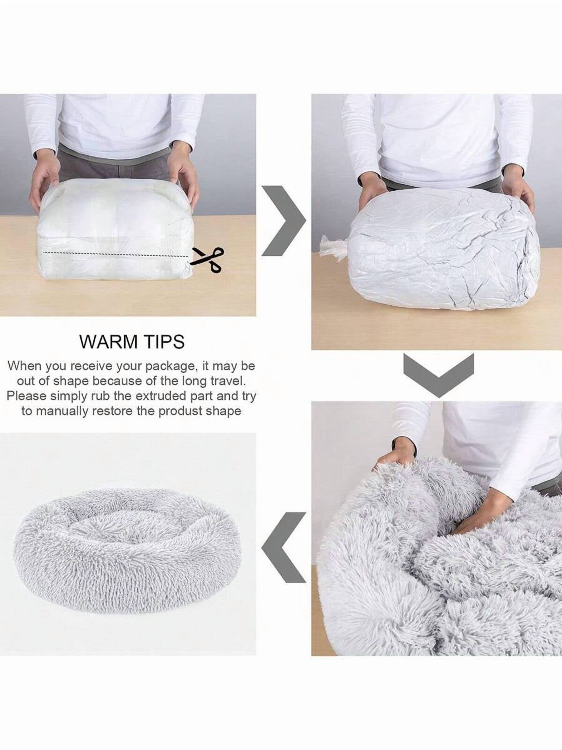 Calming Dog Bed (L/XL/XXL) For Medium And Large Dogs Comfortable Pet Bed  Donut Cuddler Up To 55/77/100lbs
