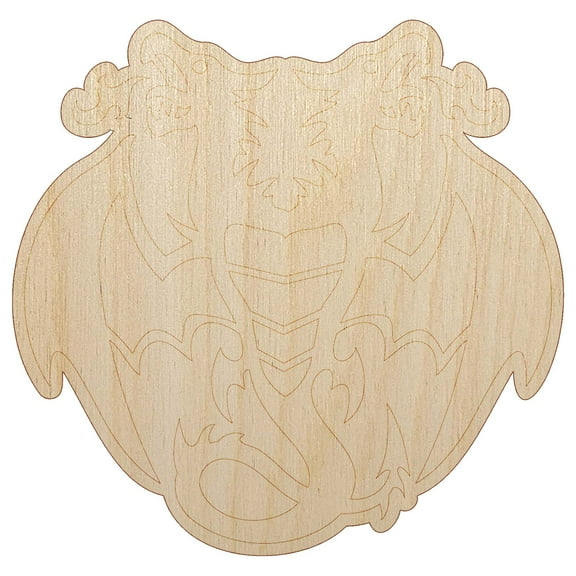 Two Headed Dragon Drake Wyvern Wood Shape Unfinished Piece Cutout Craft DIY Projects - 6.25 Inch Size - 1/4 Inch Thick
