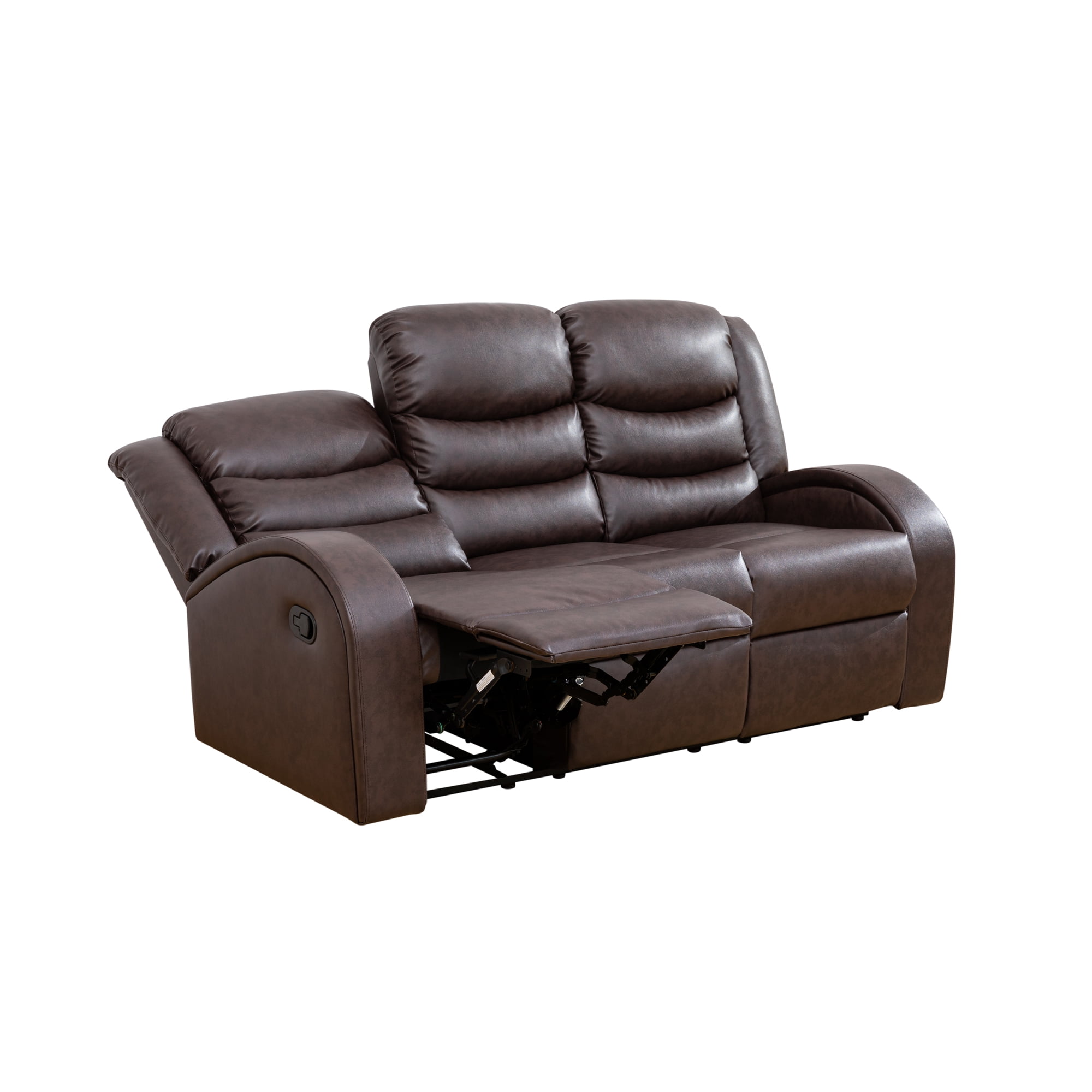 Gewnee Brown 3-Seater Reclining Sofa - Air Leather & High-Elastic Sponge, Perfect for Living Rooms
