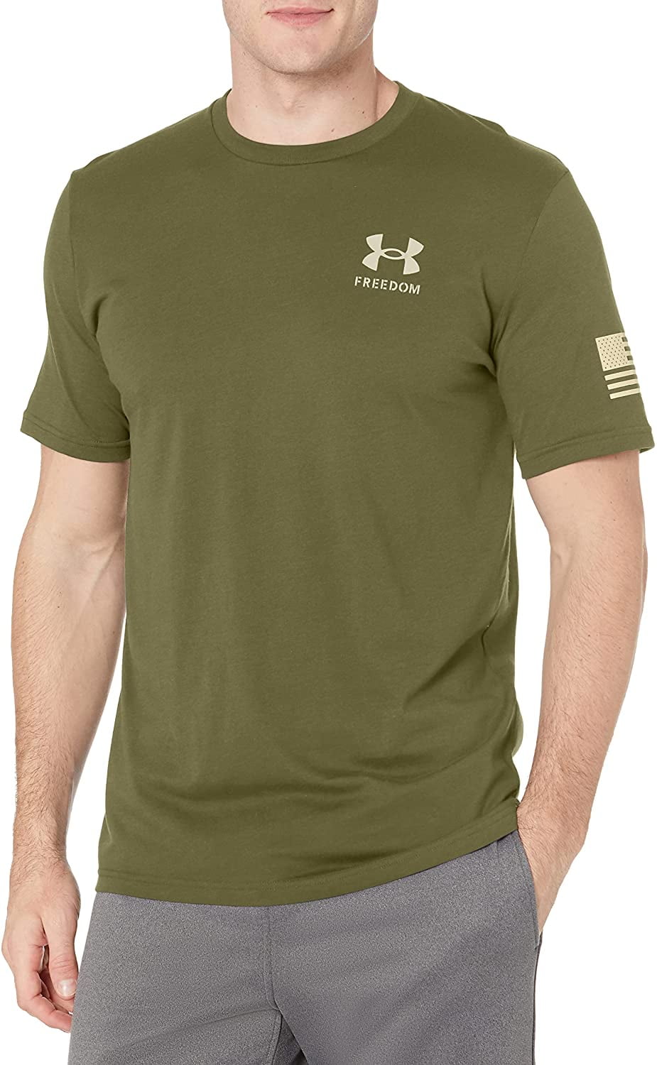 Under Armour Freedom USA American Flag Standard Mens T-Shirt 1353975 390 Green 