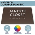 thumbnail image 4 of 6" X4" Janitor Closet Sign - Tactile Graphics Grade 2 Braille Text Custodial Closet Sign| Utility Room ADA Compliant Wall Mount Plastic Signs For Hospital, Offices, Businesses & Apartments, 4 of 7