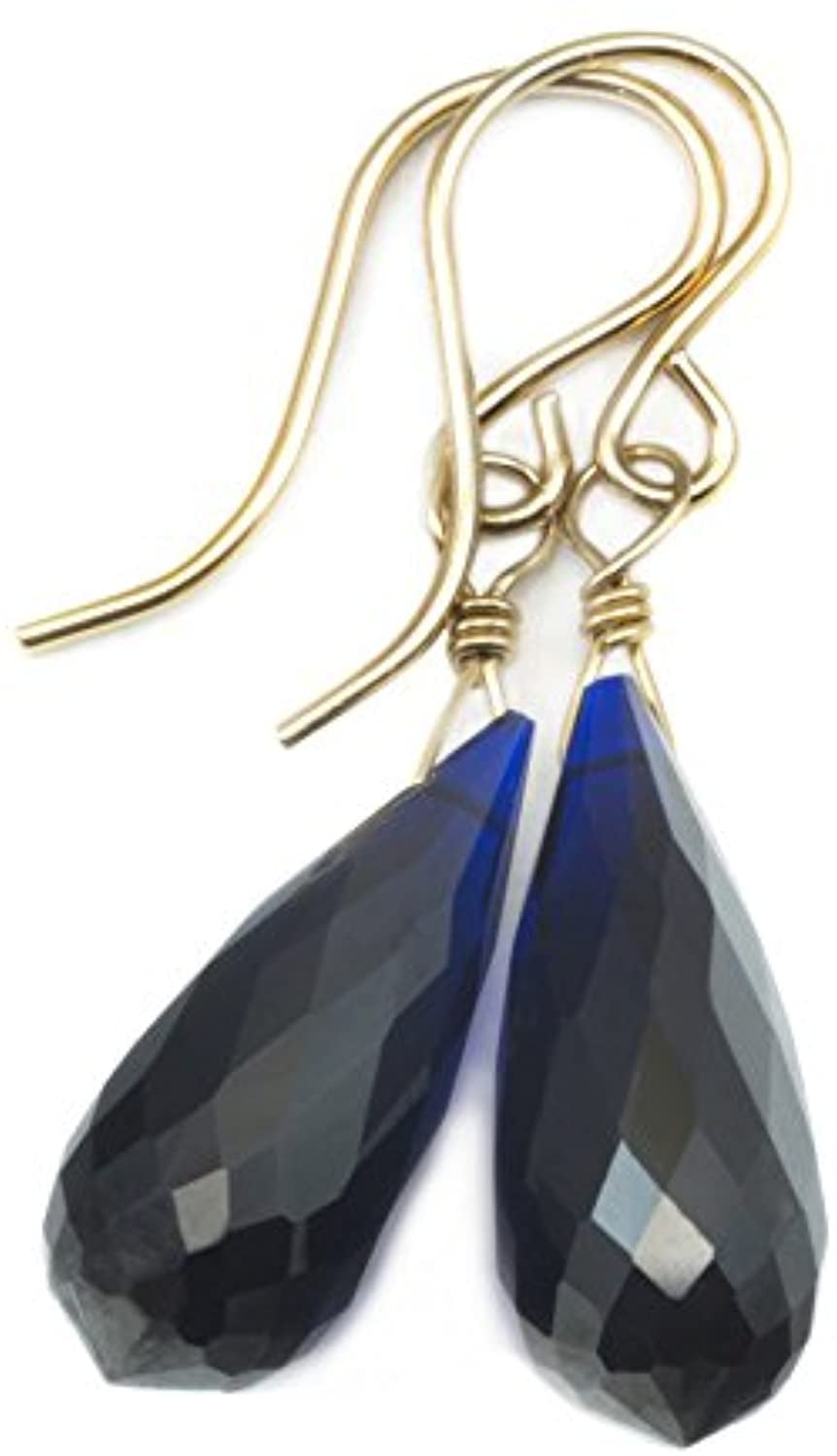 Details about   Sapphire Blue Mosaic Teardrop Briolette Long Dangle 14K Gold gf  Earrings 