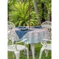 thumbnail image 3 of Outdoor Tablecloth with Umbrella Hole for Patio/Picnic/Party/Camping, Pink Beach Waterproof Table Cloth Round Cover Washable, Coastal Ocean Starfish Blue Wooden Grain (Dia 54"), 3 of 9