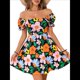 thumbnail image 2 of Vestido Bohemio Acampanado con Mangas Abullonadas y Volantes Fruncidos para Mujer Negro M, 2 of 9