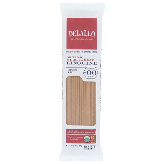 Pack of 16, Delallo Organic Whole Wheat Linguine Pasta, 16 oz