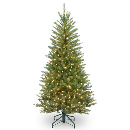 National Tree Pre-Lit 7-1/2' Dunhill Slim Fir Hinged Artificial Christmas Tree with 600 Clear