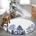 thumbnail image 3 of Round Rugs 3Ft, Navy Blue Botanical Round Area Rug Washable Indoor Throw Carpet, Farmhouse Watercolor Pine Tree Small Non Slip Circle Rug for Bedroom Living Room Home Decor Aesthetic, 3 of 8