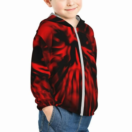 

Uemuo The Red Head Skull Pattern Rash Guard for Boys Girls Long Sleeve Swim Shirts UPF 50+ UV Sun Protection Hooded Fishing Shirt with Pocket for Kid-3 Years