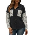 thumbnail image 1 of Franhais Casual Women Leopard Spliced Corduroy Shirts Fall Spring Fahsion Turn down Collar Button Up Tops Plus Size Female Shirts（S-2XL）, 1 of 9