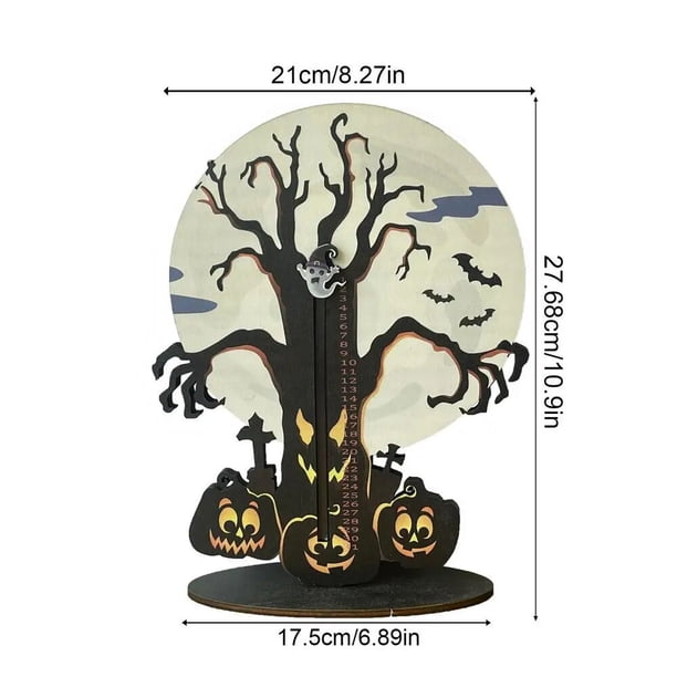 Calendario de Adviento de Halloween con diseño de fantasma, calendario de cuenta regresiva de madera, adornos de terror para interiores, estante de decoración de fiesta temática para el hogar