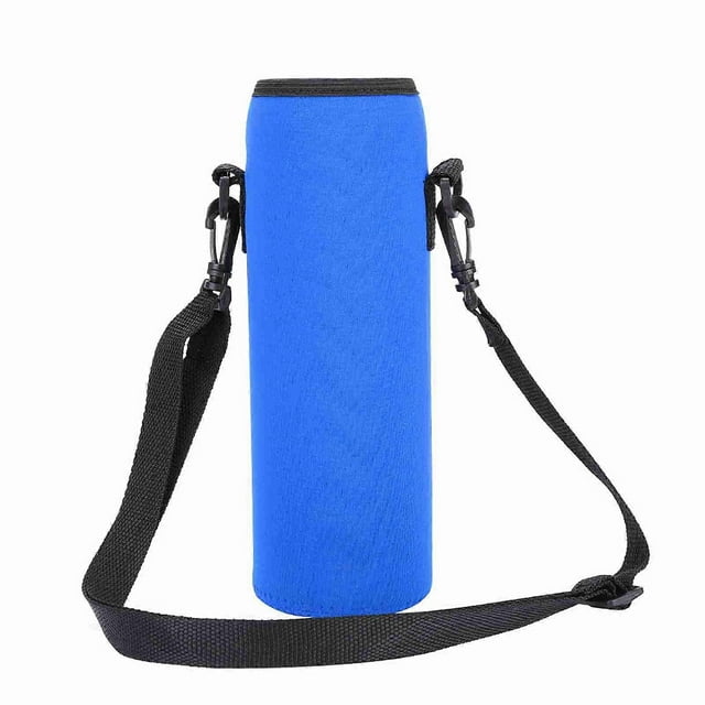 Porte-bouteille isotherme pour sports de plein air, housse anti-brûlure avec sangle (bleu)