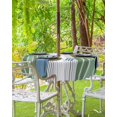 thumbnail image 3 of Sage Green Outdoor Round Tablecloth with Umbrella Hole 60inch Waterproof Tablecloth Zippered Patio Table Cloth, Striped Spring Wrinkle-Free Decorative Table Cover for Picnic Dining, 3 of 6