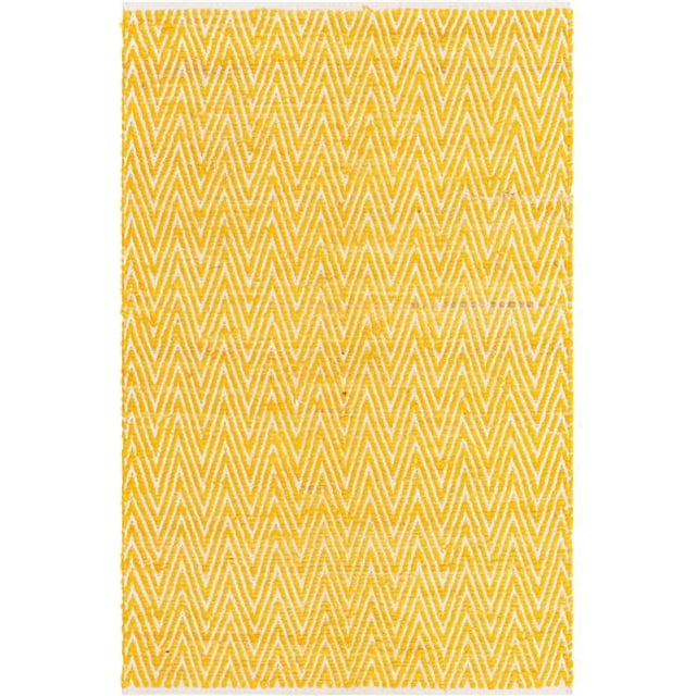 Unique Loom 3153235 4 x 6 ft. Chindi Chevron Hand Woven Rectangular Rug, Yellow & Ivory