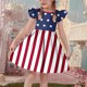 thumbnail image 5 of Odeerbi Niñas Día de La Independencia Vestido de Línea A Verano Patriótico Estrella Raya Ruffle Gorra Manga Vestido Casual, 5 of 6