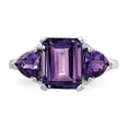 thumbnail image 5 of 14K White Gold Ring Band Gemstone Amethyst Trillion Purple center Stone Mounting Octagon Emerald, Size 5, 5 of 5