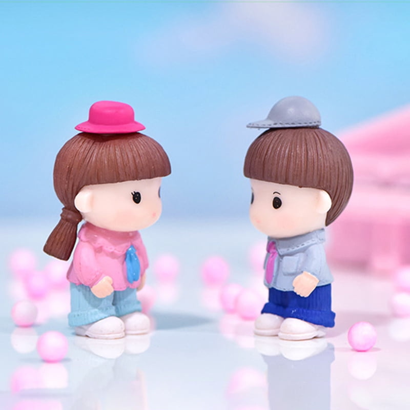 4Pcs mignon Amoureux Hat Boy Girl Mini Figurine Paysage Jardin Bonsai Décor Drôle 