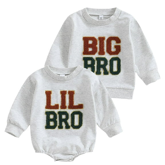 WIBACKER Infant Baby Boy Bodysuit Brother Matching Sweatshirt Romper Fall Winter Clothes - LIL BRO