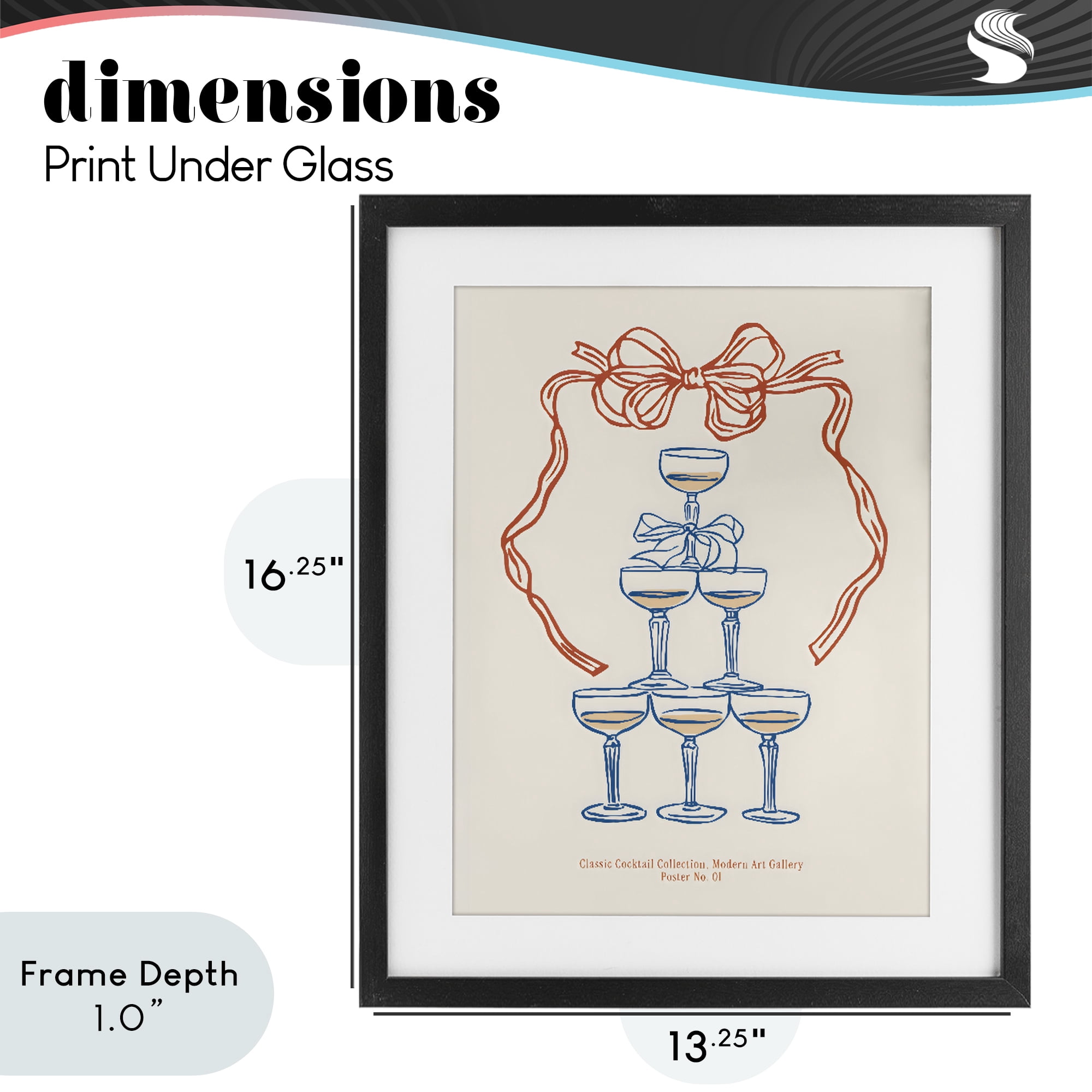 Stupell Industries Classic Cocktail Tower Black Framed Print Under Glass, design by The Prints Vibe