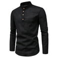 thumbnail image 4 of LIIPEE Men Shirts Casual Solid Color Stand Neck Slim Fit Long Sleeve Dress Shirt Male Fashion Buttons Business Tops Comfortable Breathable Soft Daily Shirts,Black,L, 4 of 4