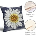 thumbnail image 4 of Summer Daisy Floral Pillow Covers 20X20 Inch Set of 2 White Petal Flower Bloom Decorative Pillow Cases Navy Blue Seasonal Cotton Linen Cushion Case Farmhouse Home Decor for Sofa Couch Porch Outdoor, 4 of 6