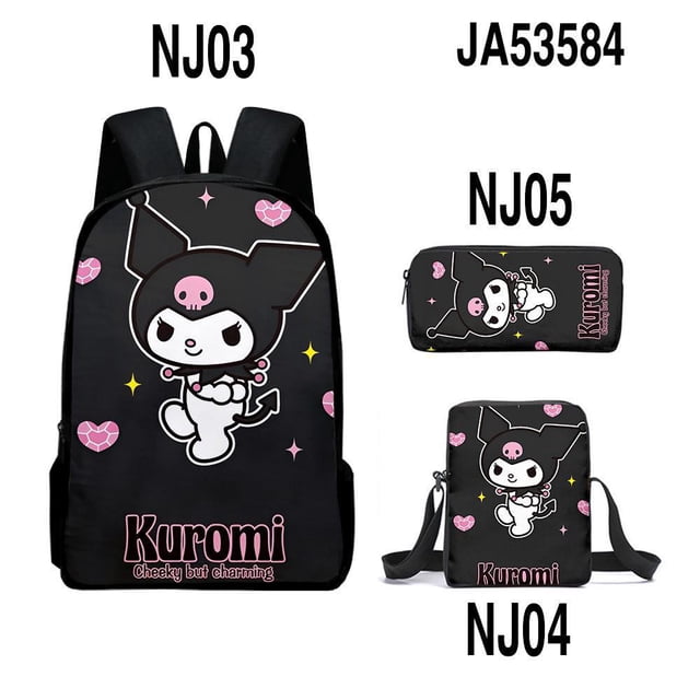 Kuromi Anime Mochila De Hombro Bolso De Lápices Conjunto Sanrio Mochilas escolares