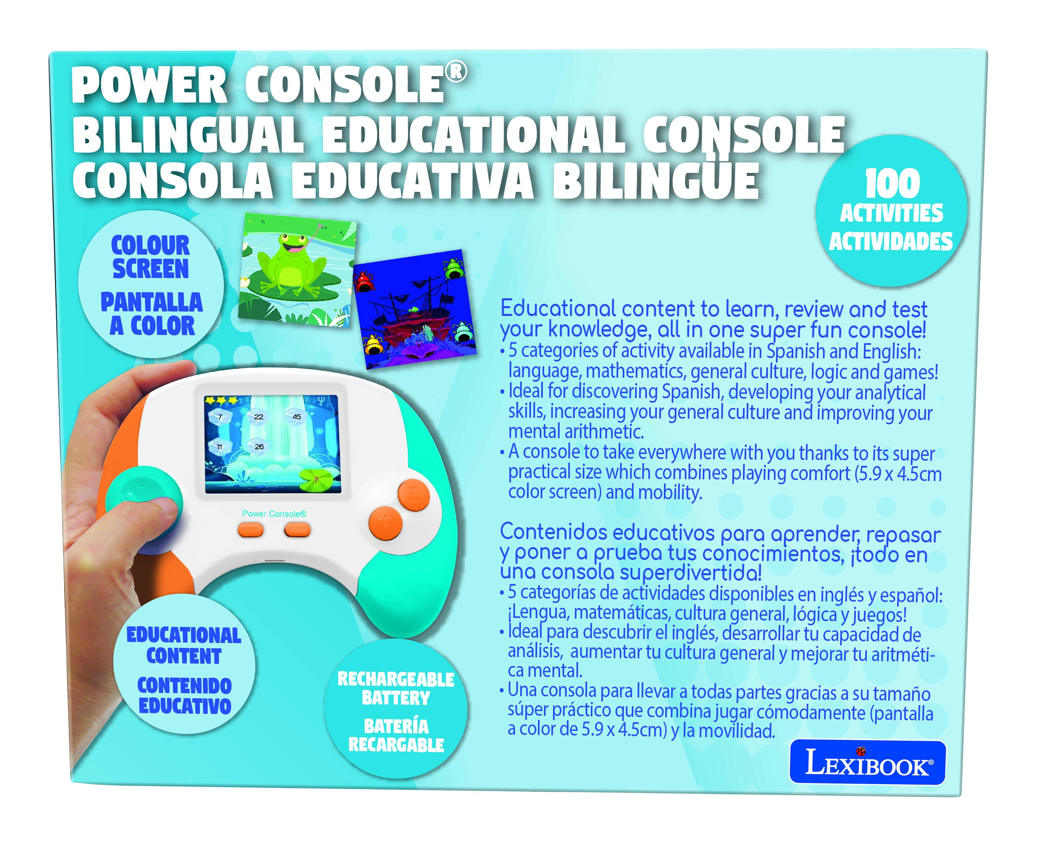 Lexibook Power Console®, Educational Bilingual Game Console with 100 Activities, English/Spanish