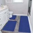 thumbnail image 5 of Djunllk Large Bathroom Rugs Sets 3 Piece - Memory Foam Super Soft Bathroom Mat, Thick Wave Style Bath Rugs Water Absorption Machine Washable Non-Slip Bath Mats, Blue, 5 of 7