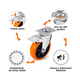 thumbnail image 2 of Rueda De Pvc  Bloosom 360° Función Giratoria Rodaja Con Freno 4 Pcs Naranja, 2 of 4