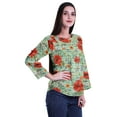 thumbnail image 3 of Moomaya Printed Button Placket Full Sleeve Top Round Neck WoMen's Casual Summer Tunic, 3 of 6