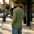 thumbnail image 6 of Resicozy Mens Henley Shirts Long Sleeve Casual T-Shirt Basic Lightweight Pullover Tees Army Green M, 6 of 7