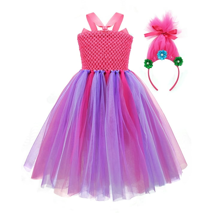 CQDY Trolls Costumes Little Girls Princess Poppy Cosplay Birthday ...