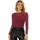 thumbnail image 1 of Blusa de Fiesta Transparente Allegra K Manga Larga Vino Rojo S, 1 of 4