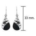 thumbnail image 2 of Elegant Rose Teardrops Black Onyx Inlay Sterling Silver Dangle Earrings, 2 of 5