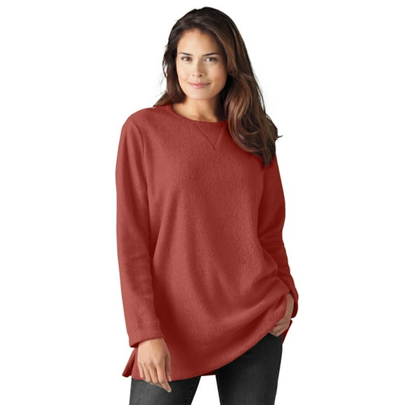 Woman Within Plus Size Crewneck Ultra Soft Sherpa Sweatshirt
