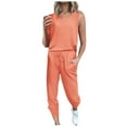 thumbnail image 2 of Idoravan Women Sets Clothing Clearance Women Loose Two-piece Sets Solid Sleeveless Tops Vest Casual Pants Sweatsuit, 2 of 9
