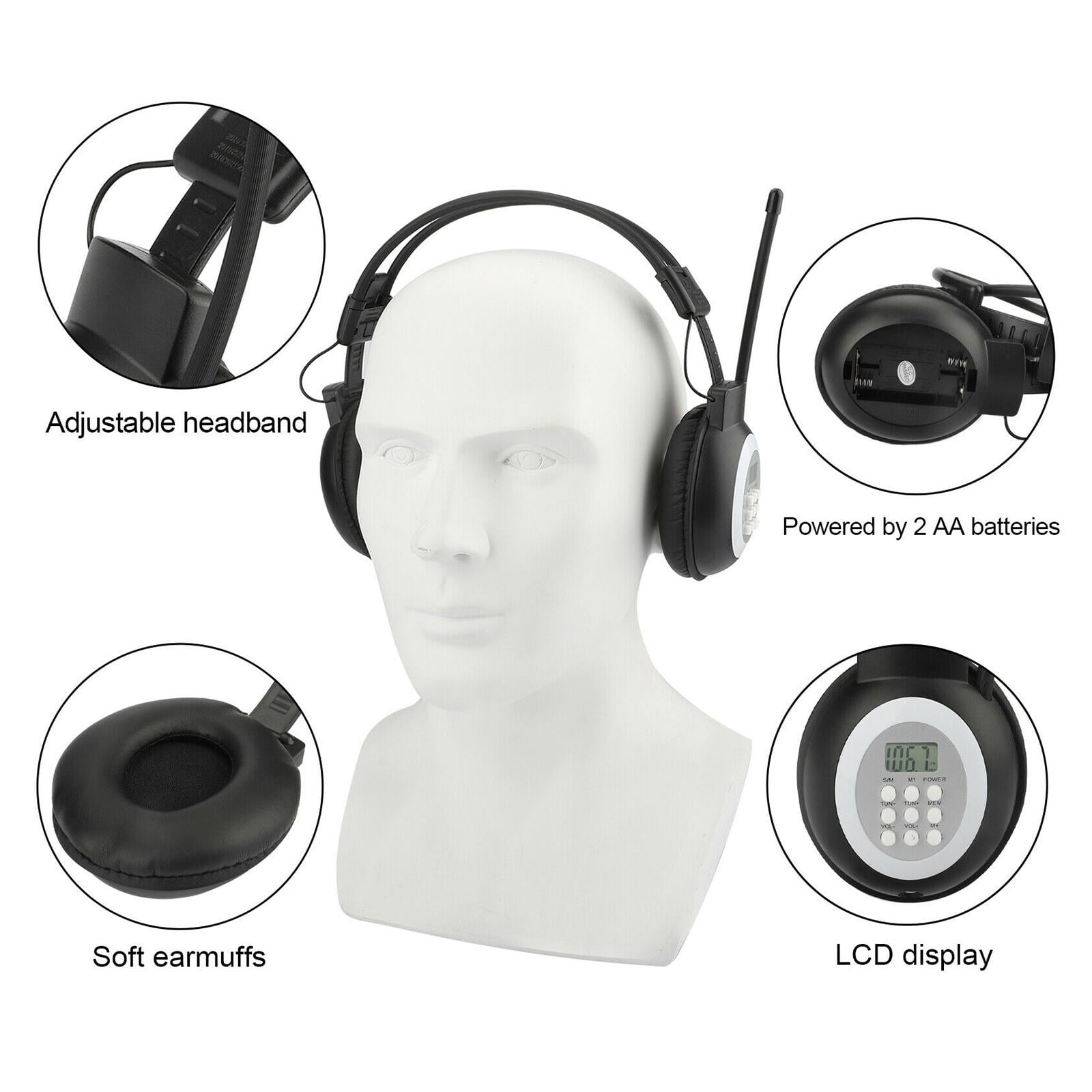 Jogging Outdoor Portable FM Radio Headphones Ear Muffs Battery not Included Battery Operated Personal Wireless Headset FM Radio Receiver for Walking 
