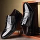 thumbnail image 2 of Zapatos de cuero Oxford de negocios de lujo para hombre, zapatos de vestir formales de goma transpirables, zapatos planos para oficina y boda brillar Electrónica, 2 of 3