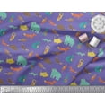 thumbnail image 3 of Soimoi Purple Silk Fabric Bird & Animals Cartoon Print Fabric by Yard 42 Inch Wide, 3 of 3