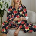 thumbnail image 6 of Picia Red Rose Flower Pattern Women’s Long-Sleeve Sleepwear Set - Soft 2-Piece Loungewear with Pockets, Comfy PJs for Relaxing Nights-XX-Large, 6 of 7