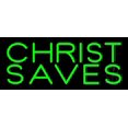 thumbnail image 1 of Green Christ Saves LED Neon Sign 10" Tall x 24" Wide - inches Black Square Cut Acrylic Backing, with Dimmer - Premium built indoor Sign for Home décor, Event, Religious place, Store interior, Office., 1 of 7