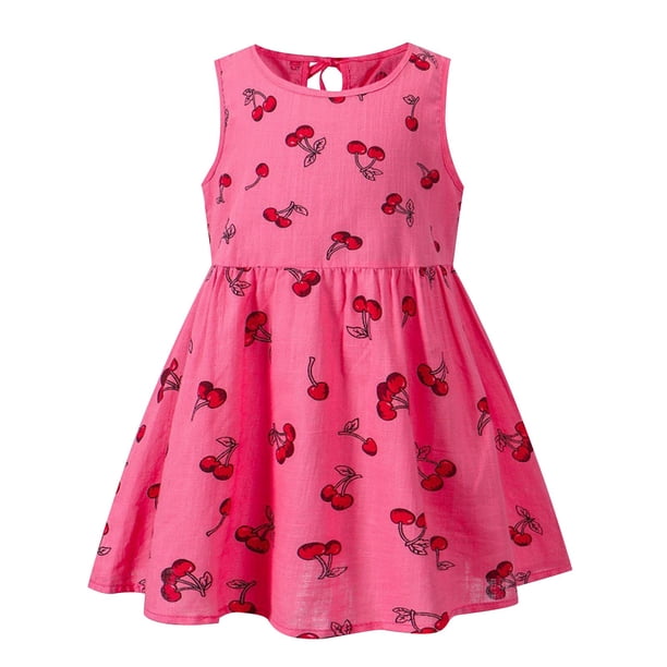 Odeerbi Niñas Verano Algodón Vestido Tanque Floral Vestido Sol Sin Mangas A-Vestido Sin Mangas de Princesa