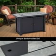 thumbnail image 3 of 44" Rectangle 50000BTU Steel Gas Fire Pit Table with Cover & Rain Cover, Double Doors, CSA Safety Certified Fire Table for Outside Patio Garden Backyard Deck, Black, 3 of 7