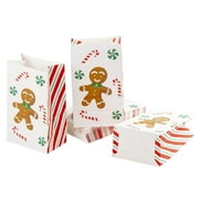 Party Treat Bags - 36-Pack Gift Bags, Christmas Party Supplies, Paper Favor Bags, Recyclable Goody Bags for Kids, Gingerbread Design, 5.1 x 8.7 x 3.2 inches