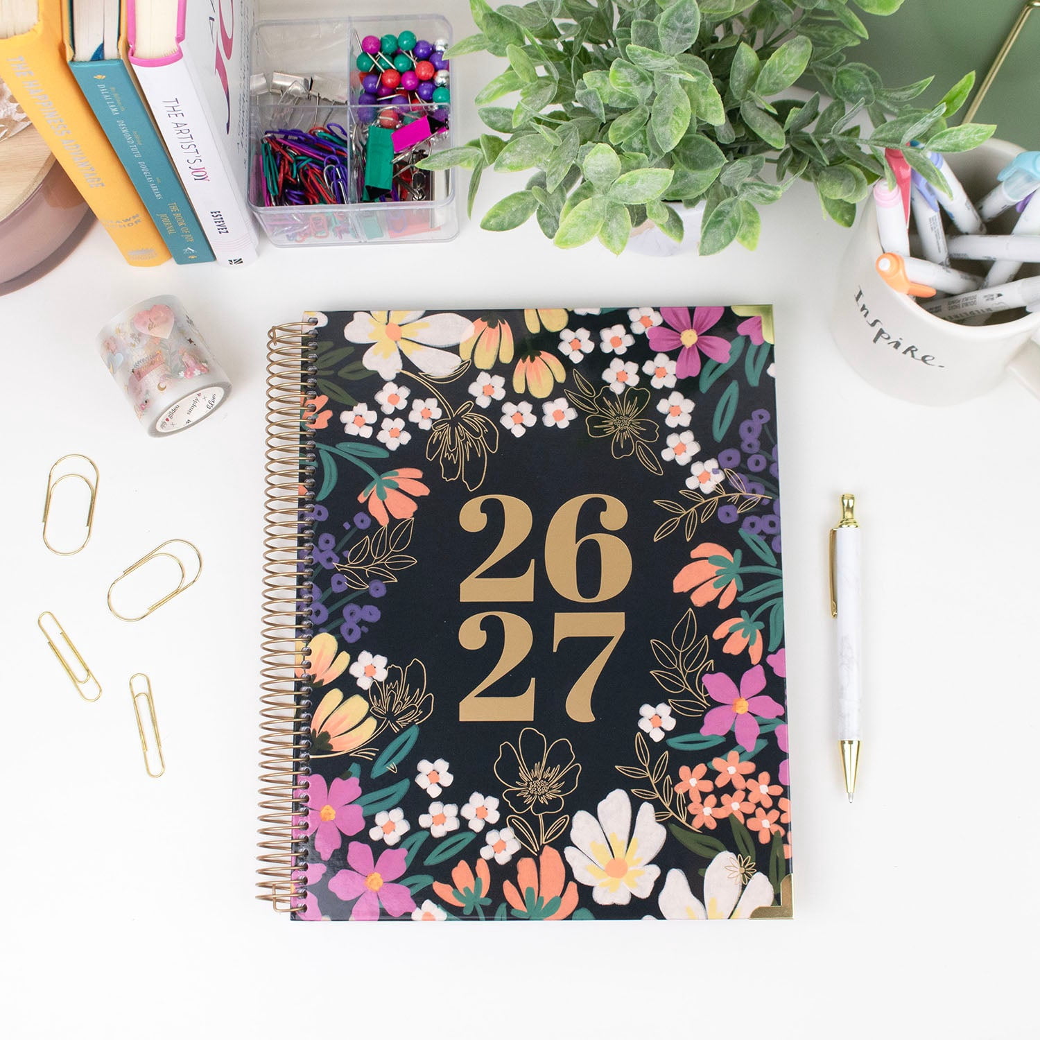 bloom daily planners 2026-2027 Academic Planner, 13-Month Monthly & Weekly Hard Cover, 8.5" x 11", Blooming Wildly