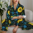 thumbnail image 6 of Honeii Sunflowers And Blue Flower print Women's Pajama Sets Long Sleeve Button Down Sleepwear Nightwear Soft Pjs Lounge Sets-XX-Large, 6 of 7