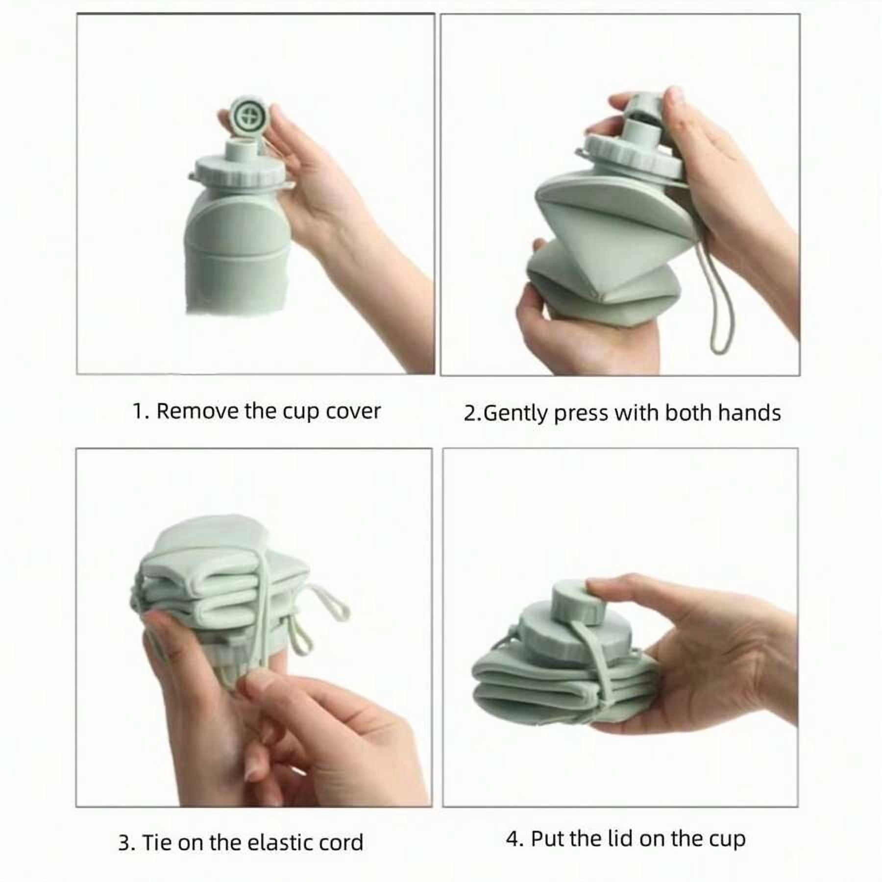 Collapsible Silicone Water Bottle, BPA-Free Reusable Foldable Bottle for Travel Camping Gym