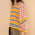 thumbnail image 4 of miqiqism Women's Fashion Spliced Striped Sweatshirts Casual Long Sleeve Loose Blouses Comfy Round Neck Drop Shoulder Pullover Sweatshirt Tops,Orange,XX-Large, 4 of 6