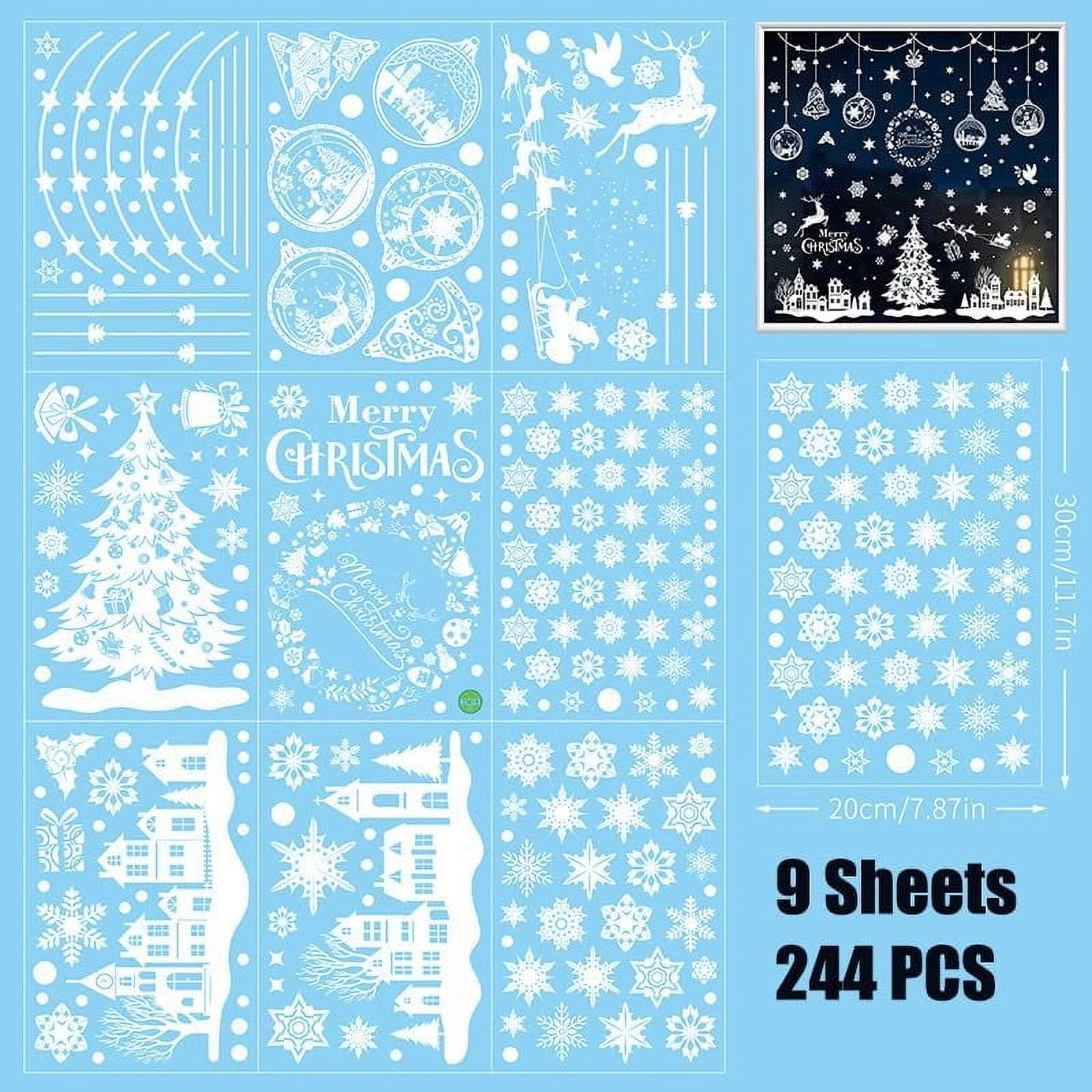 Christmas Window Clings,155pcs Christmas Snowflake Stickers for Glass, 2024 Most Popular Holiday Snowflake Decals for Christmas Party New Year Supplies